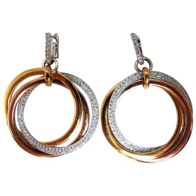 Pre-owned 1stdibs 3.80 Carat Natural Diamonds Rolling Loop Rings Dangle Earrings 14 Karat* In Multi