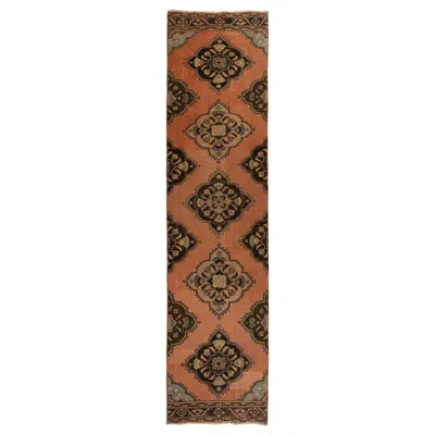 Pre-owned 1stdibs 3x12.4 Ft Vintage Turkish Wool Runner Rug, Handmade Narrow Hallway Carpet In Brown