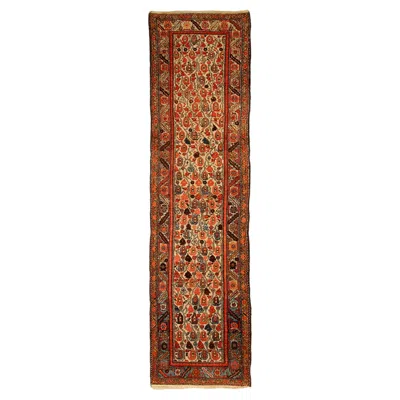 Pre-owned 1stdibs 3x13 Antique Persian Senneh Runner Malayer Rug Beige 97cm X 389cm C.1890 In Brown
