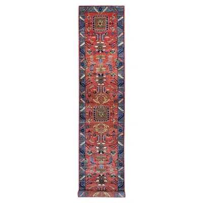 Pre-owned 1stdibs 3'x17'5" Red Aryana Grade Heriz All Over Design Hand Knotted Wool Runner Rug