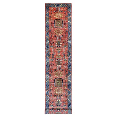 Pre-owned 1stdibs 3'x19'1" Red Aryana Grade Heriz All Over Design Hand Knotted Wool Runner Rug