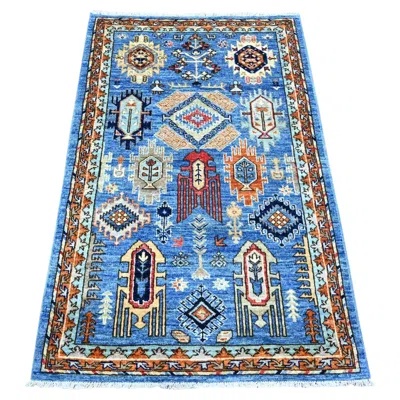 Pre-owned 1stdibs 3'x4'10" Lapis Blue Soft Wool Hand Knotted Afghan Ersari Runner Rug