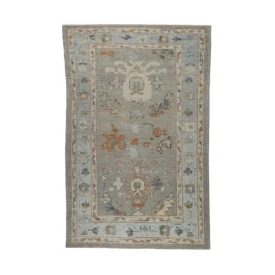 Pre-owned 1stdibs 3x5 Hand-knotted Turkish Oushak Wool Rug, Taupe Cloud-band Medallion In Brown