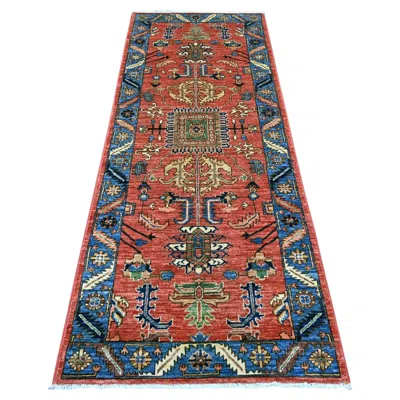 Pre-owned 1stdibs 3'x7'7" Amber Orange Heriz All Over Design Hand Knotted Pure Wool Runner Rug
