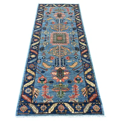 Pre-owned 1stdibs 3'x7'9" Yale Blue Aryana Collection Heriz Design Hand Knotted Wool Runner Rug