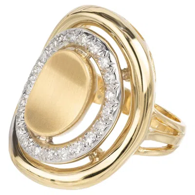 Pre-owned 1stdibs .40 Carat Round Diamond 18k Yellow White Gold Halo Cocktail Ring