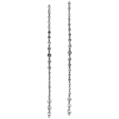 Pre-owned 1stdibs 4.02 Carat Natural Round Diamonds Dangle Earrings 14 Karat Extra Long** In Multi