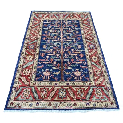 Pre-owned 1stdibs 4'3"x6'6" Blue Tree Of Life Design Hand Knotted High Mountain Wool Oriental Rug