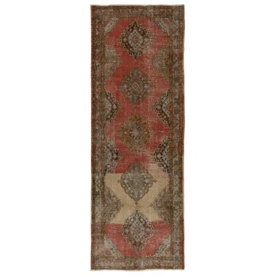 Pre-owned 1stdibs 4.7x13 Ft One-of-a-kind Handmade Vintage Anatolian Runner Rug For Hallway In Brown