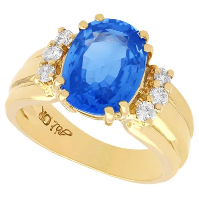 Pre-owned 1stdibs 4.80 Carat Sapphire And Diamond Yellow Gold Cocktail Ring