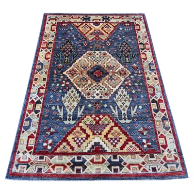 Pre-owned 1stdibs 4'x5'10" Blue Northwest Persian Design Hand Knotted Soft Wool Oriental Rug