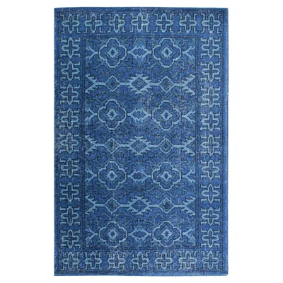 Pre-owned 1stdibs 4x6 Blue Hand-knotted Wool Azure Floral Medallion Classic Traditional Carpet Rug