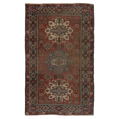 Pre-owned 1stdibs 4x6.4 Ft Vintage Hand Knotted Turkish Village Rug With Medallions. 100% Wool In Brown