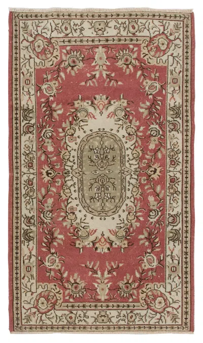 Pre-owned 1stdibs 4x7 Ft One-of-a-pair Vintage 1960s Turkish Hand-knotted Rug In Red, Beige, Ivory In White