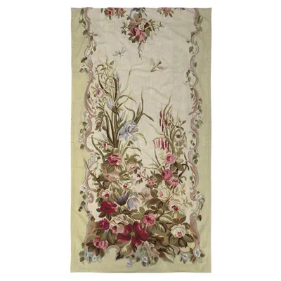 Pre-owned 1stdibs 4x8 Antique French Aubusson Tapestry Fragment Fine Flat Weave 117x244cm C.1940 In Brown