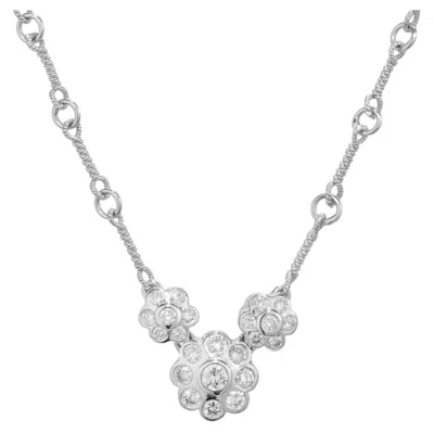 Pre-owned 1stdibs .50 Carat Diamond 18k White Gold Cluster Necklace