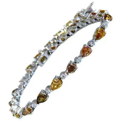 Pre-owned 1stdibs 5.02 Carat Natural Fancy Multi-color Diamond Tennis Bracelet 14 Karat*