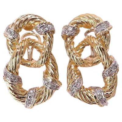Pre-owned 1stdibs .50ct. Natural Round Diamond Loop Link Earrings 18kt Clip** In Multi