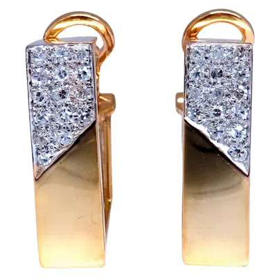 Pre-owned 1stdibs .50ct Natural Round Diamond Retro Hoop Earrings 14kt Yellow Gold Square*