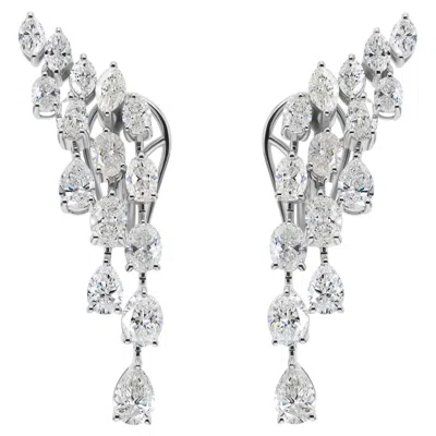 Pre-owned 1stdibs 5.37 Carats Natural Si Clarity Hi Color Diamonds Earrings In 18k White Gold