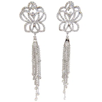 Pre-owned 1stdibs 5.40 Carat Natural Diamonds Cluster Dangle Drop Earrings 18 Karat Gilt Deco* In Multi