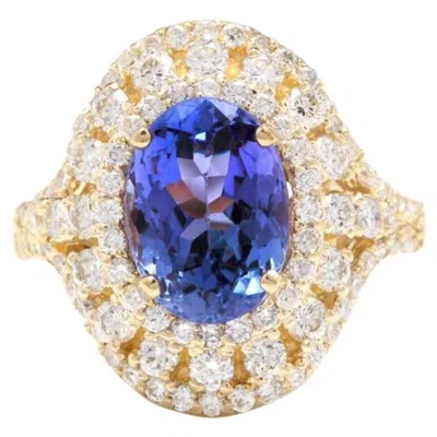 Pre-owned 1stdibs 5.50 Carat Natural Splendid Tanzanite And Diamond 14 Karat Solid Gold Ring In Multi
