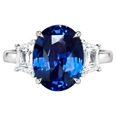 Pre-owned 1stdibs 5.53 Carat Ceylon Blue Sapphire & Diamond Ring In Platinum