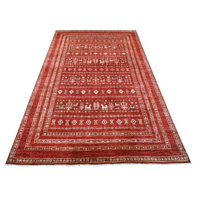 Pre-owned 1stdibs 5'8"x8'3" Red Kashkuli Gabbeh With Animal Figurines Hand Knotted Pure Wool Rug