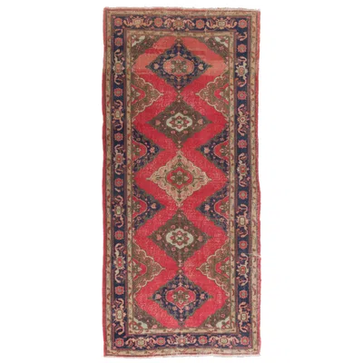 Pre-owned 1stdibs 5x11 Ft Vintage Hand-knotted Red Runner Rug For Hallway, Kitchen & Stairs