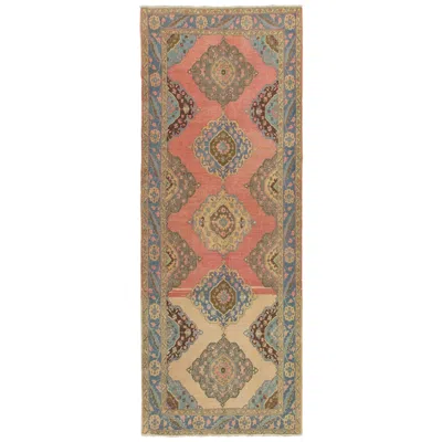 Pre-owned 1stdibs 5x12.6 Ft Traditional Vintage Handmade Runner Rug For Hallway, Kitchen & Stairs In Brown