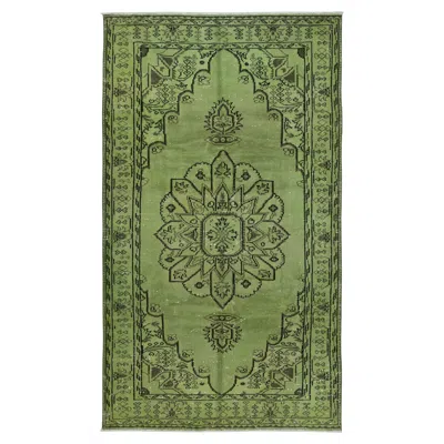 Pre-owned 1stdibs 5x9 Ft Vintage Turkish Area Rug Redyed In Green Color For Modern Interiors