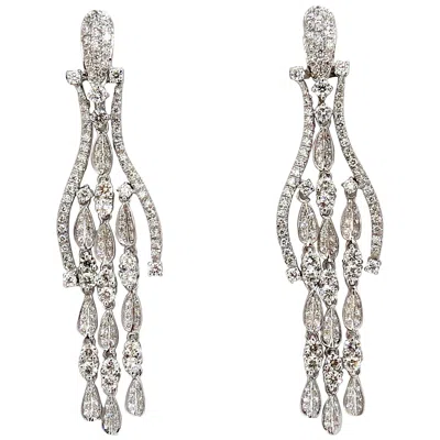 Pre-owned 1stdibs 6.00ct Natural Diamonds Modern Dangle Wishbone Petal Chandelier Earrings 18kt** In Multi