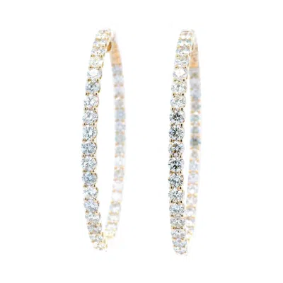 Pre-owned 1stdibs 6.12 Carat Round Diamond Hoop Earrings Yellow Gold