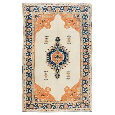 Pre-owned 1stdibs 6.6x10.2 Ft Vintage Handmade Turkish Rug For Bedroom, Living Room & Dining Room In Sand