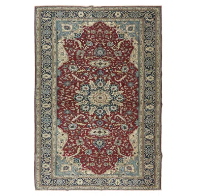 Pre-owned 1stdibs 6.7x10.2 Ft Vintage Handmade Rug With Medallion Design, All Wool & Natural Dyes In Gray