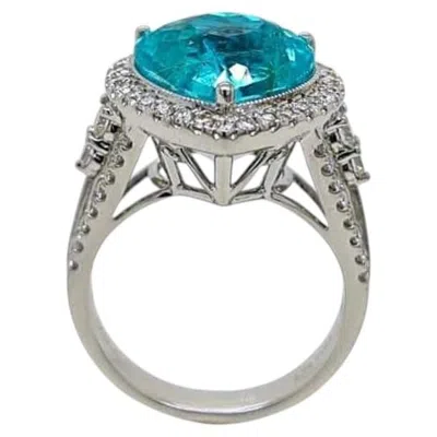 Pre-owned 1stdibs 6.98ct Vivid Copper-bearing Greenish Blue Paraiba Tourmaline Ring 18k Gold Gia