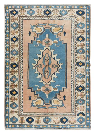 Pre-owned 1stdibs 6x8.4 Ft Vintage Handmade Geometric Turkish Area Rug For Living Room, 100% Wool In Brown