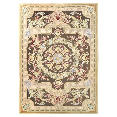 Pre-owned 1stdibs 6x9 Rare Vintage French Empire Tapestry Needlepoint Rug 185cm X 282cm In Sand