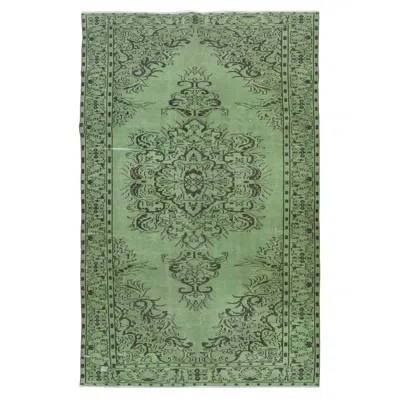 Pre-owned 1stdibs 6x9.7 Ft Vintage Turkish Area Rug Redyed In Green Color For Modern Interiors