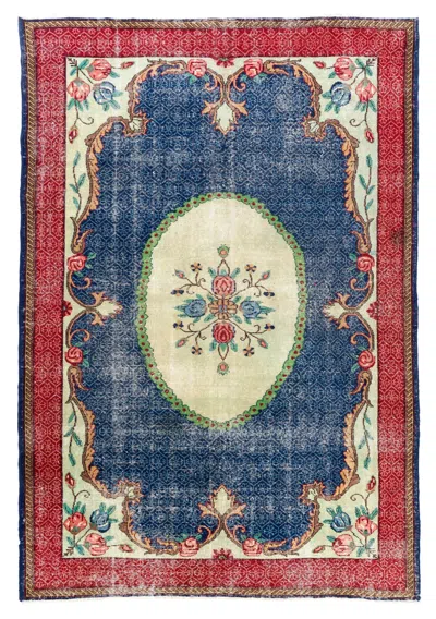 Pre-owned 1stdibs 7.2x10.6 Ft Vintage Savonnerie Style Handmade Turkish Wool Area Rug In Brown