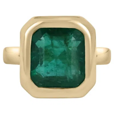 Pre-owned 1stdibs 7.58ct 18k Natural Large Emerald-asscher Cut Solitaire Bezel Set Gold Ring In Multi