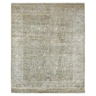 Pre-owned 1stdibs 8'1"x9'9" Green Peshawar Ziegler Mahal All Over Design Hand Knotted Wool Rug
