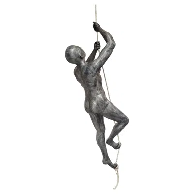 Pre-owned 1stdibs 84-inch Contemporary Cast Aluminum "climbing Man" Suspended Sculpture In Gray