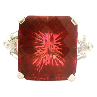 Pre-owned 1stdibs 8.95 Carat Fantasy-cut Pink Tourmaline Diamond Platinum Ring