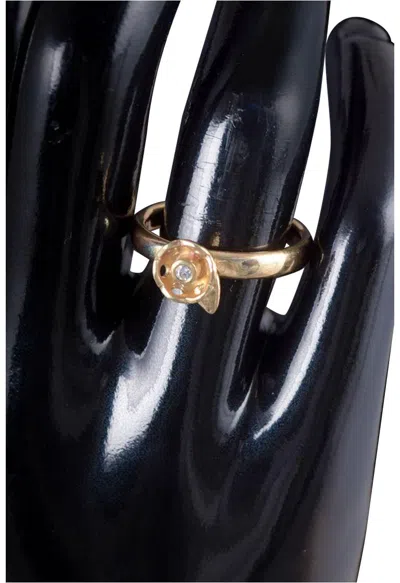 Pre-owned 1stdibs 8-carat Gold Ring With White Stone On Floral Shaped Mounting. 1980s