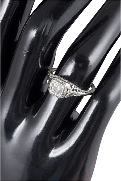 Pre-owned 1stdibs 8-carat White Gold Ring With White Stone. Approx. 1950s