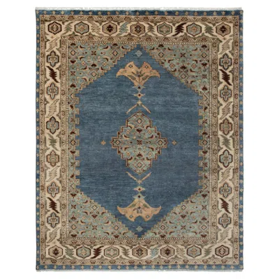Pre-owned 1stdibs 8x10 Blue Oushak Style Rug With Medallion Hand-knotted Wool Rug ( G - 15316 )