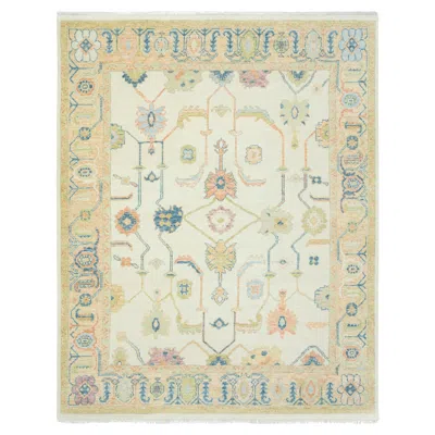 Pre-owned 1stdibs 8x10 Ivory & Light Gold Wool Hand-knotted Custom Oushak Rug (jc-11104) In White