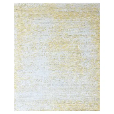 Pre-owned 1stdibs 8'x10' Yellow Hand Loomed Wool And Plant Based Silk Textured Pile Modern Rug