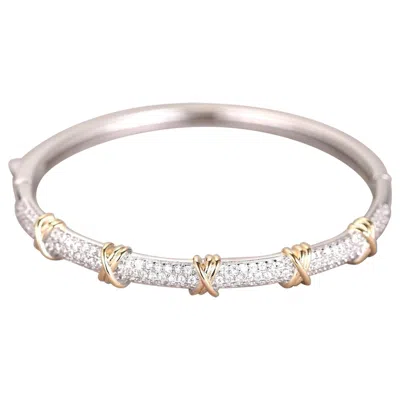 Pre-owned 1stdibs 925 Sterling Silver Bangle Bracelet Gift Beautiful Moissanite Bracelet For Women In Multi